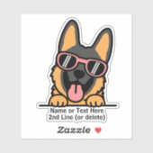 German Shepherd Dog Cartoon Add Name文字 シール (シート)