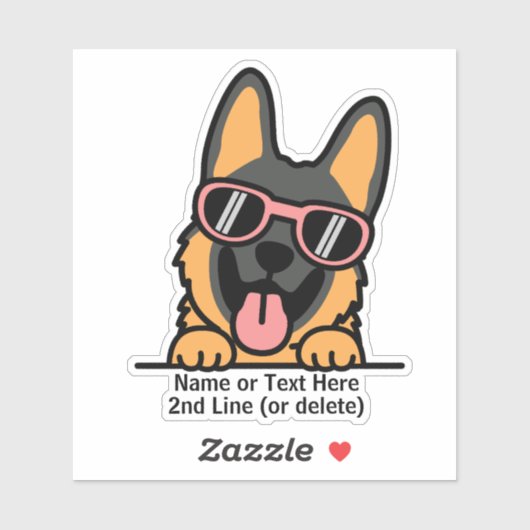 German Shepherd Dog Cartoon Add Name文字 シール (シート)