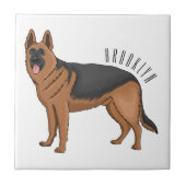 German shepherd dog cartoon illustration タイル (正面)