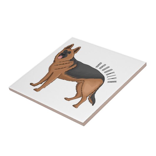German shepherd dog cartoon illustration タイル (側面)