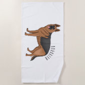 German shepherd dog cartoon illustration  ビーチタオル (正面)