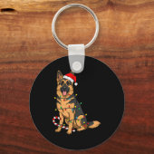 German Shepherd Dog Christmas Lights Xmas Pet Dog  キーホルダー (正面)