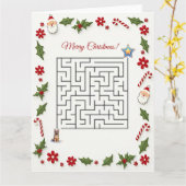 German Shepherd Dog Christmas Maze Puzzle Holiday カード (黄色い花)