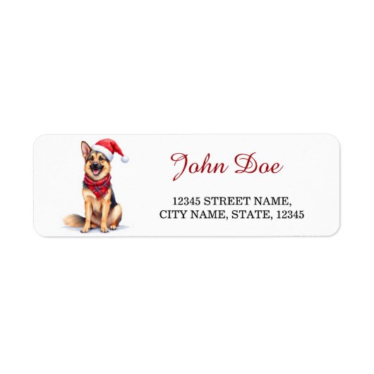 German Shepherd Dog Christmas Return Address Label ラベル (正面)