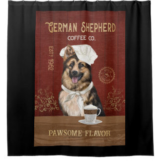 German Shepherd Dog Coffee Company Canvas シャワーカーテン