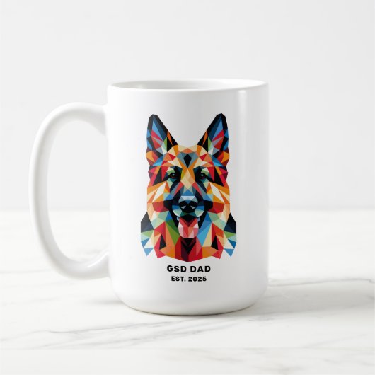 German Shepherd Dog Dad Established Date コーヒーマグカップ (左)