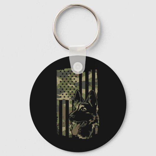 German Shepherd Dog - Dog Lover Shepherd Usa Flag  キーホルダー (正面)