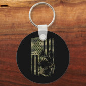 German Shepherd Dog - Dog Lover Shepherd Usa Flag  キーホルダー (正面)