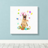German Shepherd Dog Easter Egg Hunting Basket East キャンバスプリント (インサイチュ (ウッドフロア))