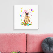 German Shepherd Dog Easter Egg Hunting Basket East キャンバスプリント (インサイチュ (リビング))