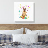 German Shepherd Dog Easter Egg Hunting Basket East キャンバスプリント (インサイチュ (寝室))