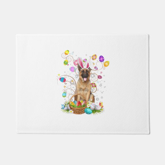 German Shepherd Dog Easter Egg Hunting Basket East ドアマット (正面)
