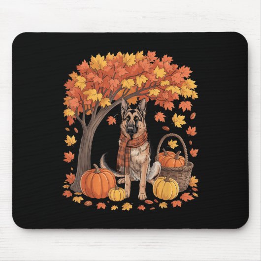 German Shepherd Dog Fall Scarf Pumpkin Autumn Than マウスパッド (正面)
