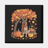 German Shepherd Dog Fall Scarf Pumpkin Autumn Than マグネット (正面)