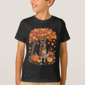 German Shepherd Dog Fall Scarf Pumpkin Autumn Than Tシャツ (正面)