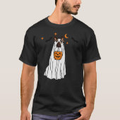 German Shepherd Dog Ghost and Pumpkin Halloween Fu Tシャツ (正面)