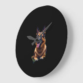 German Shepherd Dog Head Portrait Dog Lover Pet Ow ラージ壁時計 (傾斜)