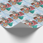 German Shepherd Dog In snow Christmas Dog House ラッピングペーパー (角)