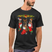 German Shepherd Dog In Socks Christmas Lights Swea Tシャツ (正面)