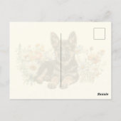 German Shepherd Dog in Wildflowers Custom Postcard ポストカード (裏面)