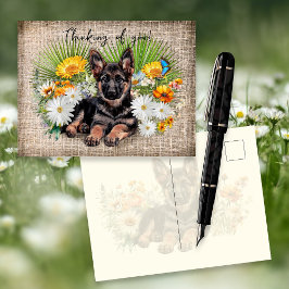 German Shepherd Dog in Wildflowers Custom Postcard ポストカード