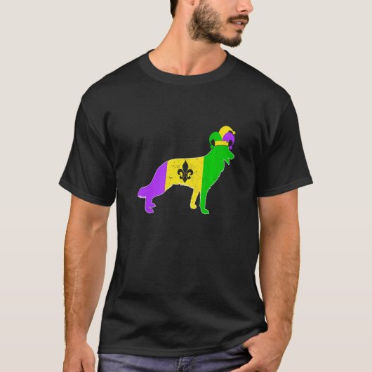 German Shepherd Dog Mardi Gras Carnivals Funny Pup Tシャツ (正面)