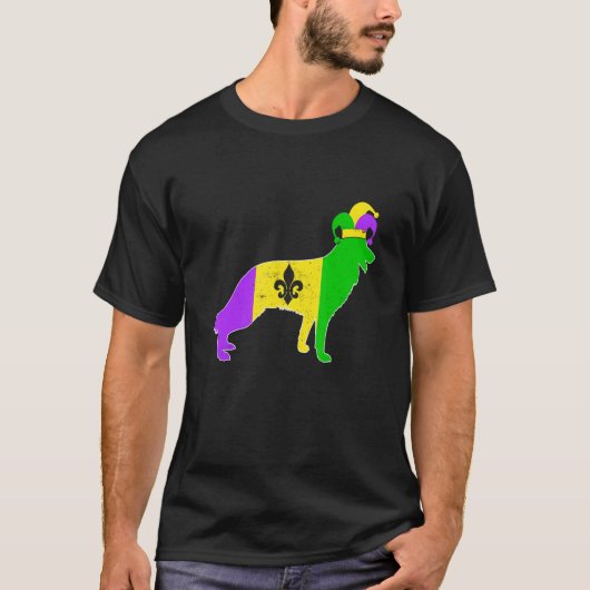 German Shepherd Dog Mardi Gras Carnivals Funny Pup Tシャツ (正面)