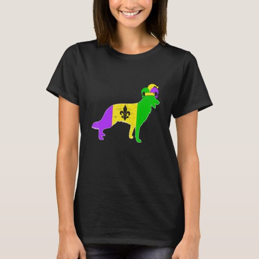 German Shepherd Dog Mardi Gras Carnivals Funny Pup Tシャツ (正面)