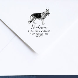 German Shepherd Dog Modern Return Address ラバースタンプ