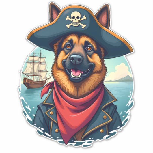 German Shepherd Dog Pirate Copy シール (正面)