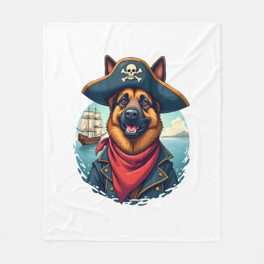 German Shepherd Dog Pirate Copy フリースブランケット (正面)