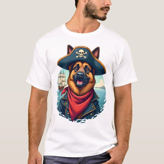 German Shepherd Dog Pirate Copy Tシャツ (正面)