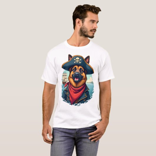 German Shepherd Dog Pirate Copy Tシャツ (正面フル)