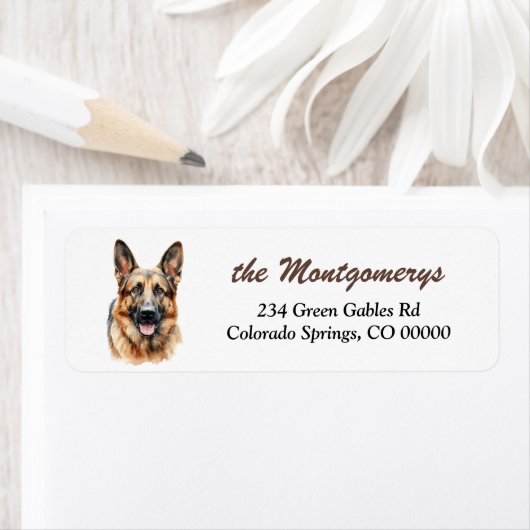 German Shepherd Dog Portrait Return Address Label ラベル (インサイチュ)