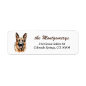 German Shepherd Dog Portrait Return Address Label ラベル (正面)
