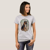 German Shepherd Dog Portrait With Stained Glass Tシャツ (正面フル)