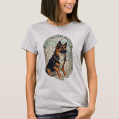German Shepherd Dog Portrait With Stained Glass Tシャツ (正面)