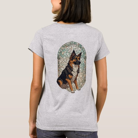 German Shepherd Dog Portrait With Stained Glass  Tシャツ (裏面)