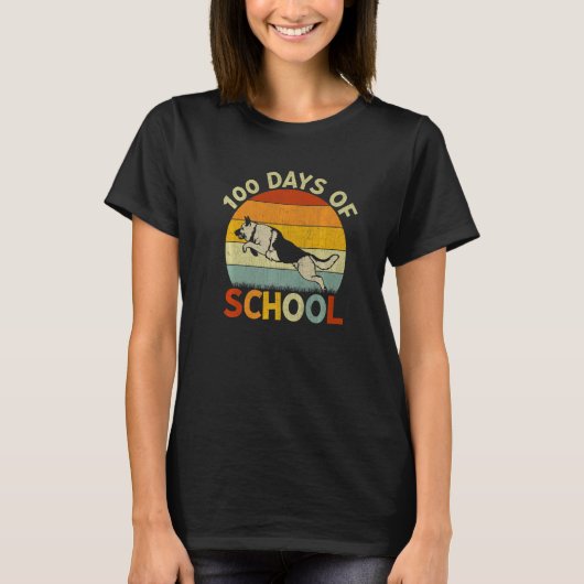 German Shepherd Dog Retro Boys Girls 100th Day of  Tシャツ (正面)