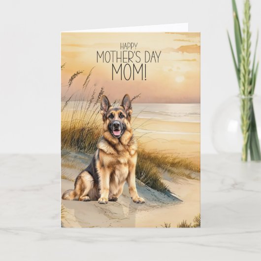 German Shepherd Dog Sunset Beach Mother's Day シーズンカード (正面)