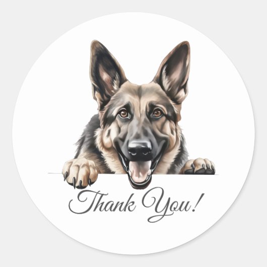 German Shepherd Dog Thank You ラウンドシール (正面)