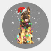 German Shepherd Dog Tree Christmas Sweater Xmas  C ラウンドシール (正面)