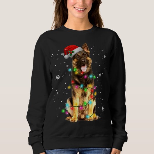 German Shepherd Dog Tree Christmas Sweater Xmas Do スウェットシャツ (正面)
