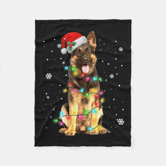 German Shepherd Dog Tree Christmas Sweater Xmas Do フリースブランケット (正面)