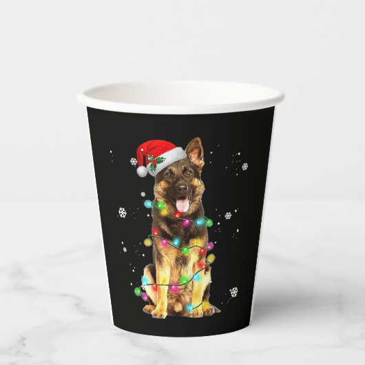 German Shepherd Dog Tree Christmas Sweater Xmas Do 紙コップ (正面)