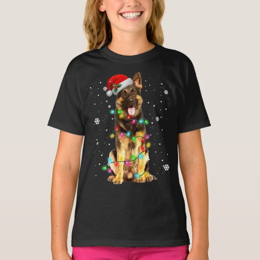 German Shepherd Dog Tree Christmas Sweater Xmas Do Tシャツ (正面)