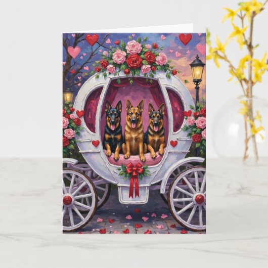 German Shepherd Dog Valentine's Day  カード (黄色い花)