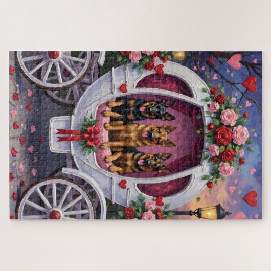 German Shepherd Dog Valentine's Day  ジグソーパズル (横)