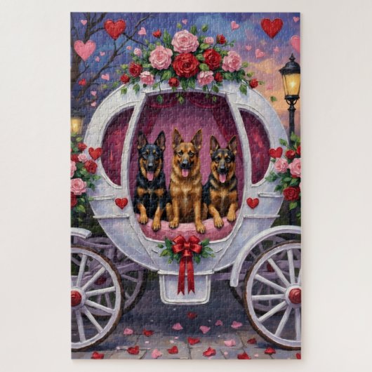 German Shepherd Dog Valentine's Day  ジグソーパズル (縦)