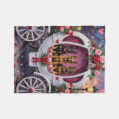 German Shepherd Dog Valentine's Day フリースブランケット (正面(横))